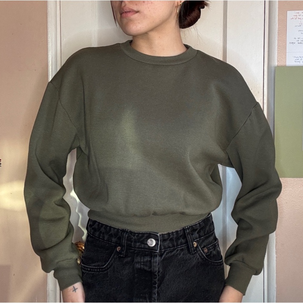 Wild Fable Green Crew Neck Sweater Relaxed Fit